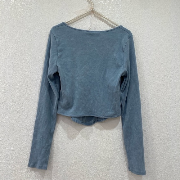 H&M CORSET-STYLE RIBBED TOP size L light blue - Picture 3 of 3